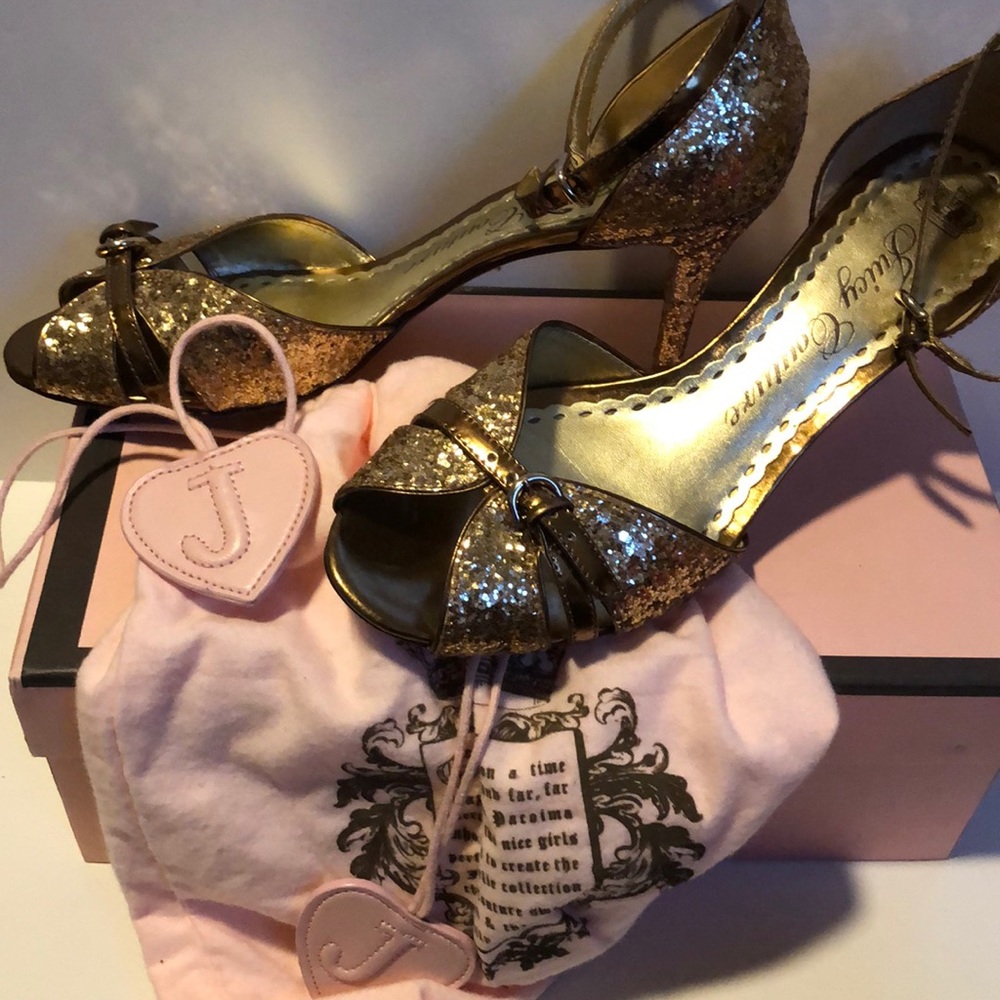 Juicy Couture Gold Glitter Heels